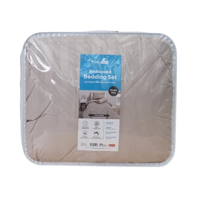 Gambar Sleeplite 120x200 cm Set 4 Pcs Seprai Single Microfiber Emboss - Krem French Beige