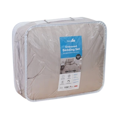 Gambar Sleeplite 120x200 cm Set 4 Pcs Seprai Single Microfiber Emboss - Krem French Beige