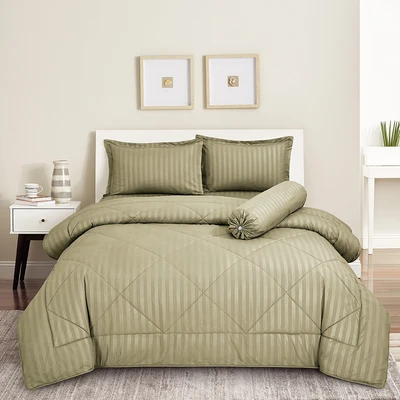 Gambar Sleeplite 160x200 cm Set 6 Pcs Seprai Queen Microfiber Emboss - Krem French Beige