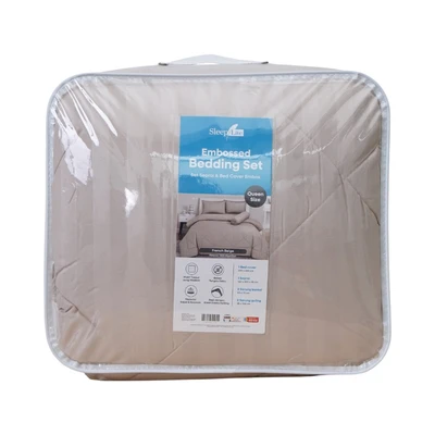 Gambar Sleeplite 160x200 cm Set 6 Pcs Seprai Queen Microfiber Emboss - Krem French Beige