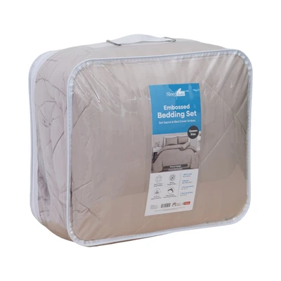 Gambar Sleeplite 160x200 cm Set 6 Pcs Seprai Queen Microfiber Emboss - Krem French Beige