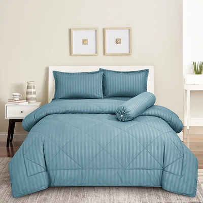 Gambar Sleeplite 180x200 cm Set 6 Pcs Seprai King Microfiber Emboss - Biru Spring