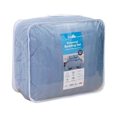 Gambar Sleeplite 180x200 cm Set 6 Pcs Seprai King Microfiber Emboss - Biru Spring