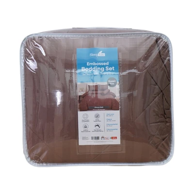 Gambar Sleeplite 160x200 cm Set 6 Pcs Seprai Queen Microfiber Emboss - Cokelat Choco Malt