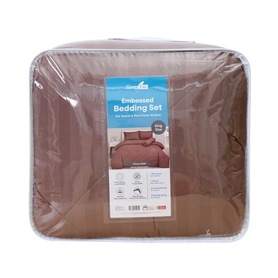 Gambar Sleeplite 180x200 cm Set 6 Pcs Seprai King Microfiber Emboss - Cokelat Choco Malt
