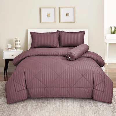 Gambar Sleeplite 180x200 cm Set 6 Pcs Seprai King Microfiber Emboss - Pink Dusty Rose