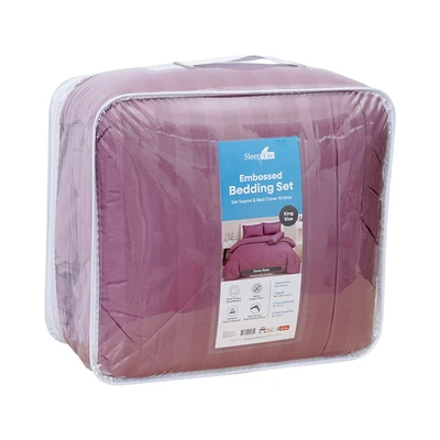 Gambar Sleeplite 180x200 cm Set 6 Pcs Seprai King Microfiber Emboss - Pink Dusty Rose