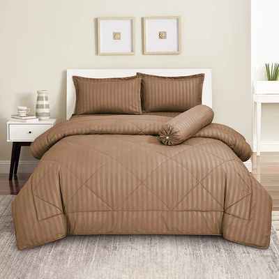 Gambar Sleeplite 180x200 cm Set 6 Pcs Seprai King Microfiber Emboss - Cokelat Mocha