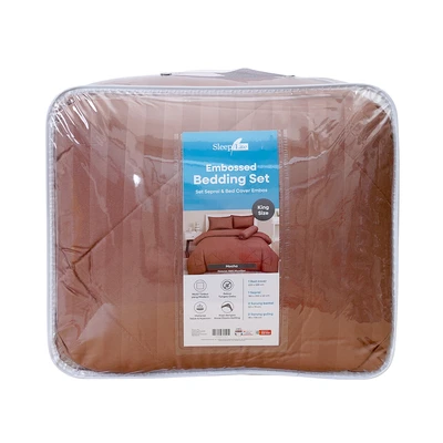 Gambar Sleeplite 180x200 cm Set 6 Pcs Seprai King Microfiber Emboss - Cokelat Mocha