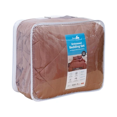 Gambar Sleeplite 180x200 cm Set 6 Pcs Seprai King Microfiber Emboss - Cokelat Mocha