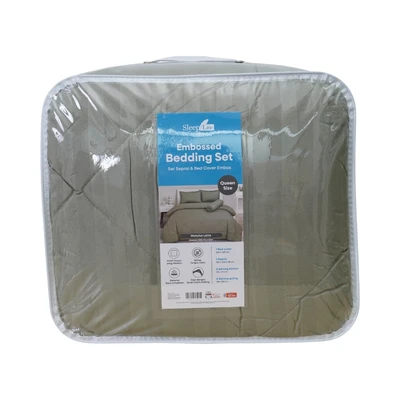 Gambar Sleeplite 160x200 cm Set 6 Seprai Queen Microfiber Emboss - Hijau Matcha Latte
