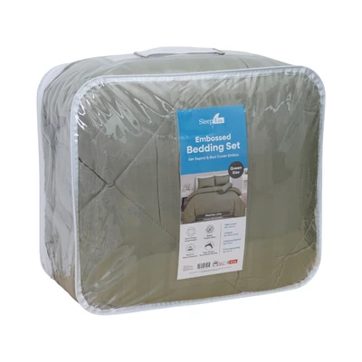 Gambar Sleeplite 160x200 cm Set 6 Seprai Queen Microfiber Emboss - Hijau Matcha Latte