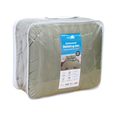 Gambar Sleeplite 180x200 cm Set 6 Pcs Seprai King Microfiber Emboss - Hijau Matcha Latte