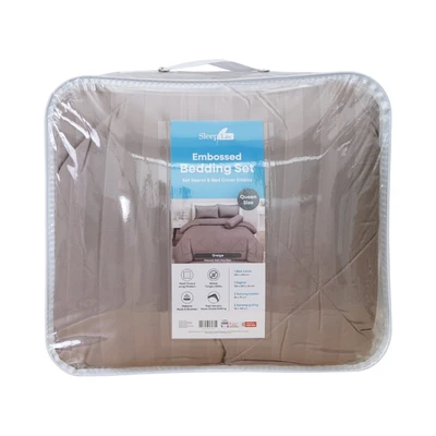 Gambar Sleeplite 160x200 cm Set 6 Seprai Queen Microfiber Emboss - Abu-Abu Greige