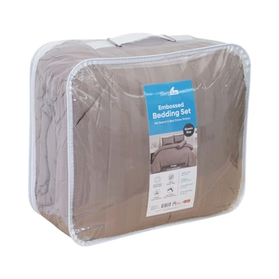 Gambar Sleeplite 160x200 cm Set 6 Seprai Queen Microfiber Emboss - Abu-Abu Greige