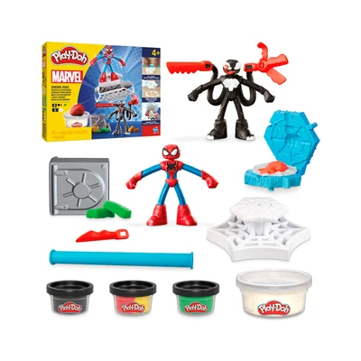 Gambar Play Doh Set Marvel Spiderman Launch & Slice Battle - Mix