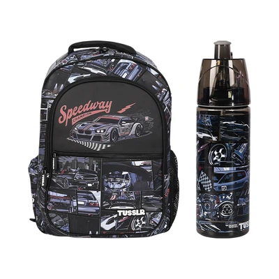 Gambar Tusslr Set Tas Ransel & Botol Minum Car Versi 1 - Hitam