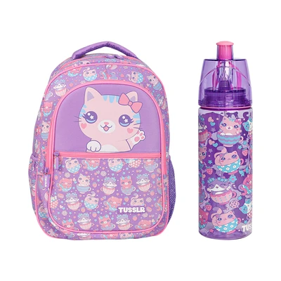 Gambar Tusslr Set Tas Ransel & Botol Minum Cat Versi 1 - Ungu