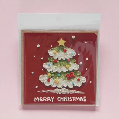 Gambar Ataru Kartu Ucapan Natal Christmas 3D Tree - Merah