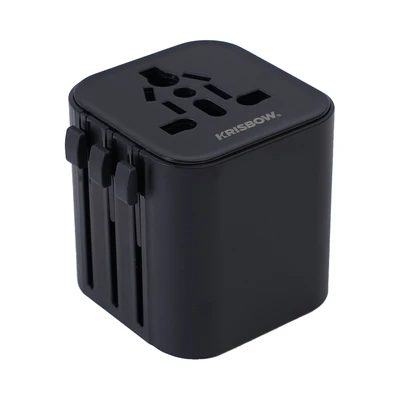 Gambar Krisbow Adaptor Travel Universal Lightweight - Hitam