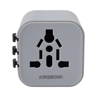 Gambar Krisbow Adaptor Travel Universal Lightweight - Abu-Abu