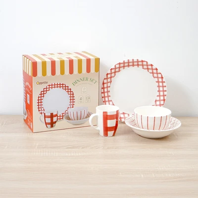 Gambar Appetite Fern Perlengkapan Makan Porcelain Set 4 pcs - Merah