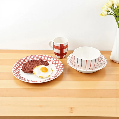 Gambar Appetite Fern Perlengkapan Makan Porcelain Set 4 pcs - Merah