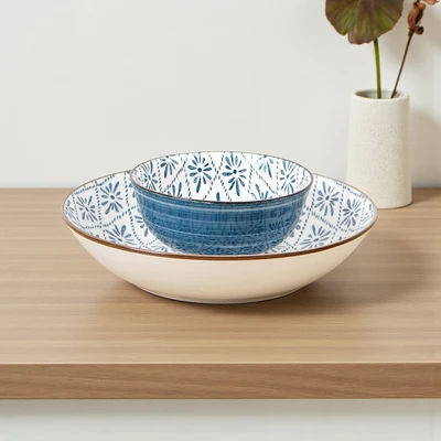Gambar Appetite Hitomi Piring Sup & Mangkuk Saji Porcelain Set 4 pcs - Putih/Biru
