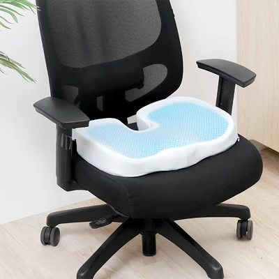Gambar Informa Cooling Bantal Kursi Memory Foam U Shape 44x37 cm- Putih/Biru