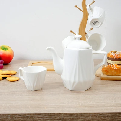 Gambar Appetite Mia Teko & Cangkir Teh Porcelain Dengan Rak Set 5 Pcs - Putih