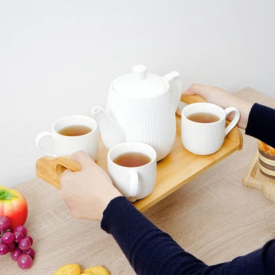 Gambar Appetite Moa Teko & Cangkir Teh Porcelain Dengan Nampan Set 5 Pcs - Putih