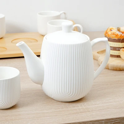 Gambar Appetite Moa Teko & Cangkir Teh Porcelain Dengan Nampan Set 5 Pcs - Putih
