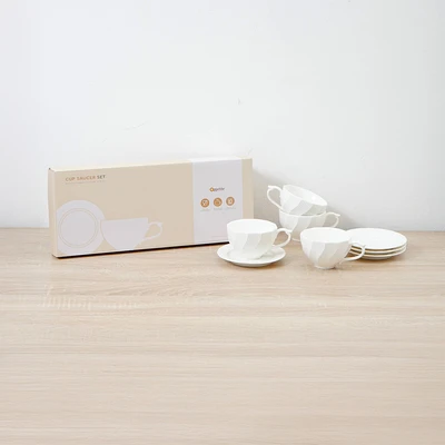 Gambar Appetite Macie Mug Porcelain Dengan Saucer 180 ml Set 4 pcs - Putih