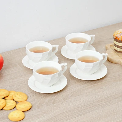 Gambar Appetite Macie Mug Porcelain Dengan Saucer 180 ml Set 4 pcs - Putih