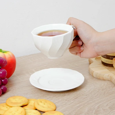 Gambar Appetite Macie Mug Porcelain Dengan Saucer 180 ml Set 4 pcs - Putih