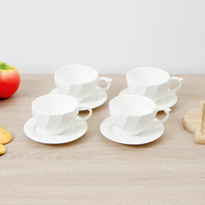 Gambar Appetite Macie Mug Porcelain Dengan Saucer 180 ml Set 4 pcs - Putih