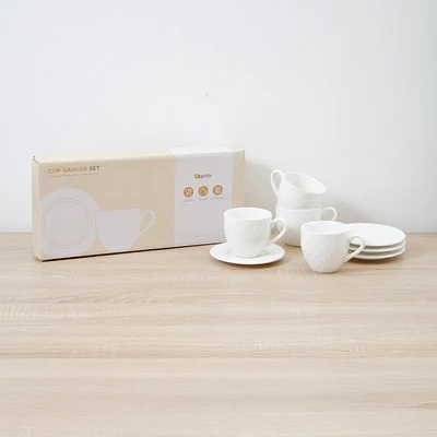 Gambar Appetite Marie Mug Porcelain Dengan Saucer 200 ml Set 4 pcs - Putih