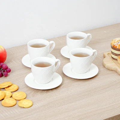 Gambar Appetite Marie Mug Porcelain Dengan Saucer 200 ml Set 4 pcs - Putih