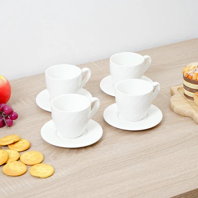 Gambar Appetite Marie Mug Porcelain Dengan Saucer 200 ml Set 4 pcs - Putih