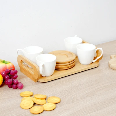 Gambar Appetite Melanie Mug Porcelain Dengan Saucer & Nampan 200 ml Set 4 pcs - Putih
