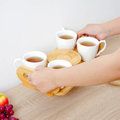 Gambar Appetite Melanie Mug Porcelain Dengan Saucer & Nampan 200 ml Set 4 pcs - Putih