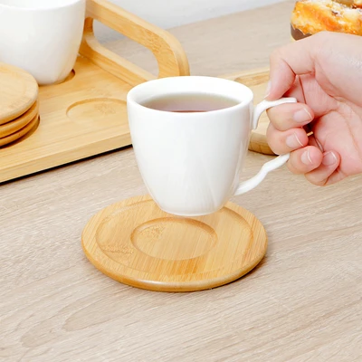 Gambar Appetite Melanie Mug Porcelain Dengan Saucer & Nampan 200 ml Set 4 pcs - Putih
