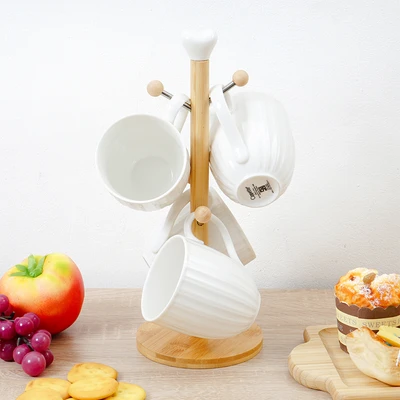 Gambar Appetite Mavis Mug Porcelain Dengan Rak Set 4 pcs - Putih