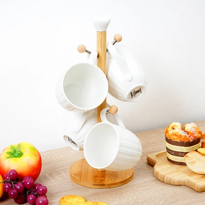 Gambar Appetite Mavis Mug Porcelain Dengan Rak Set 4 pcs - Putih