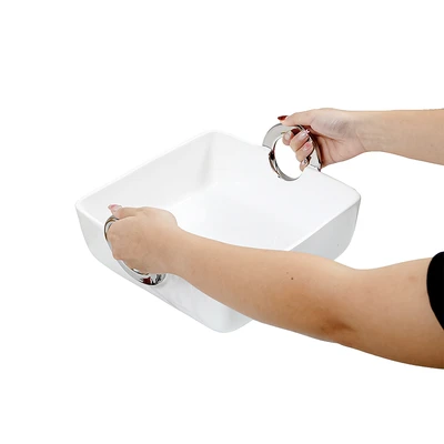 Gambar Appetite Lennox Mangkuk Saji Porcelain Square 29 cm - Putih/Silver