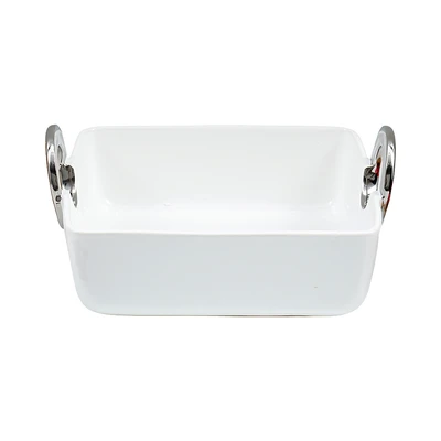 Gambar Appetite Lennox Mangkuk Saji Porcelain Square 29 cm - Putih/Silver