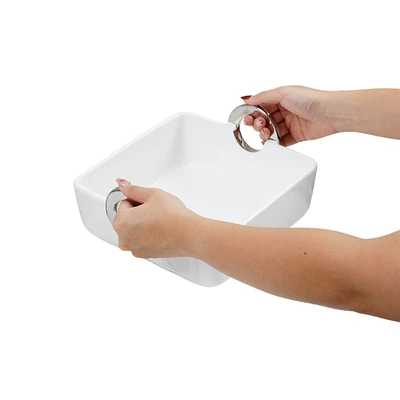 Gambar Appetite Lennox Mangkuk Saji Porcelain Square 24 cm - Putih/Silver
