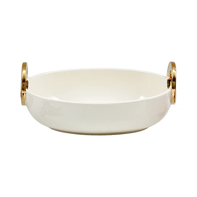 Gambar Appetite Lennox Mangkuk Saji Porcelain Oval 32 cm - Putih/Gold