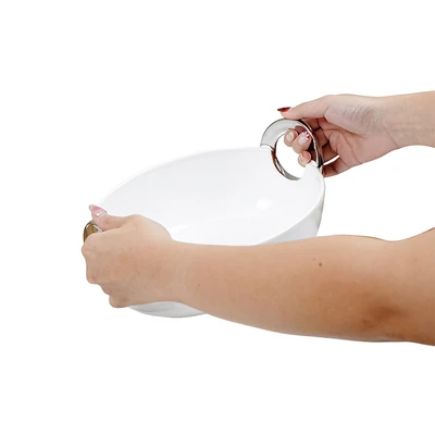 Gambar Appetite Lennox Mangkuk Saji Porcelain Oval 26 cm - Putih/Silver