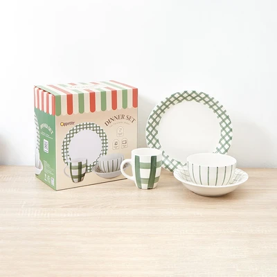 Gambar Appetite Fern Perlengkapan Makan Porcelain Set 4 pcs - Hijau